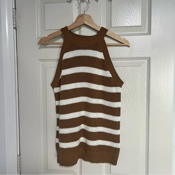 Old Navy Sleeveless Striped Shaker Stitch Sweater Medium Tall Fall Sweater Tank - Picture 9 of 11